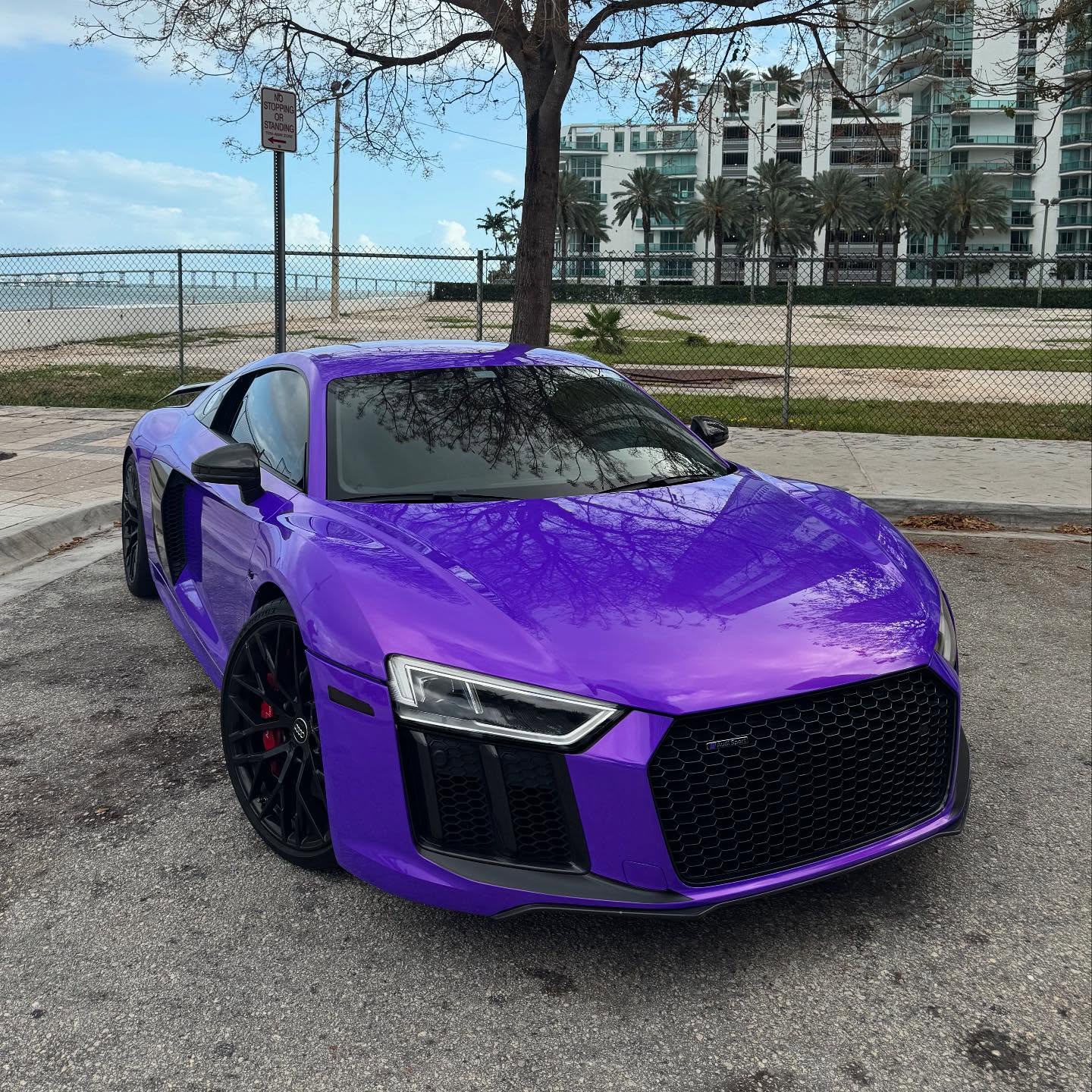 Purple Audi R8 with colored paint protection film by WrapUp305