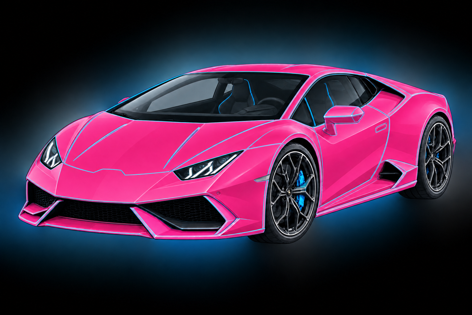 Entire Vehicle PPF coverage shown in pink on a Huracan-style vehicle