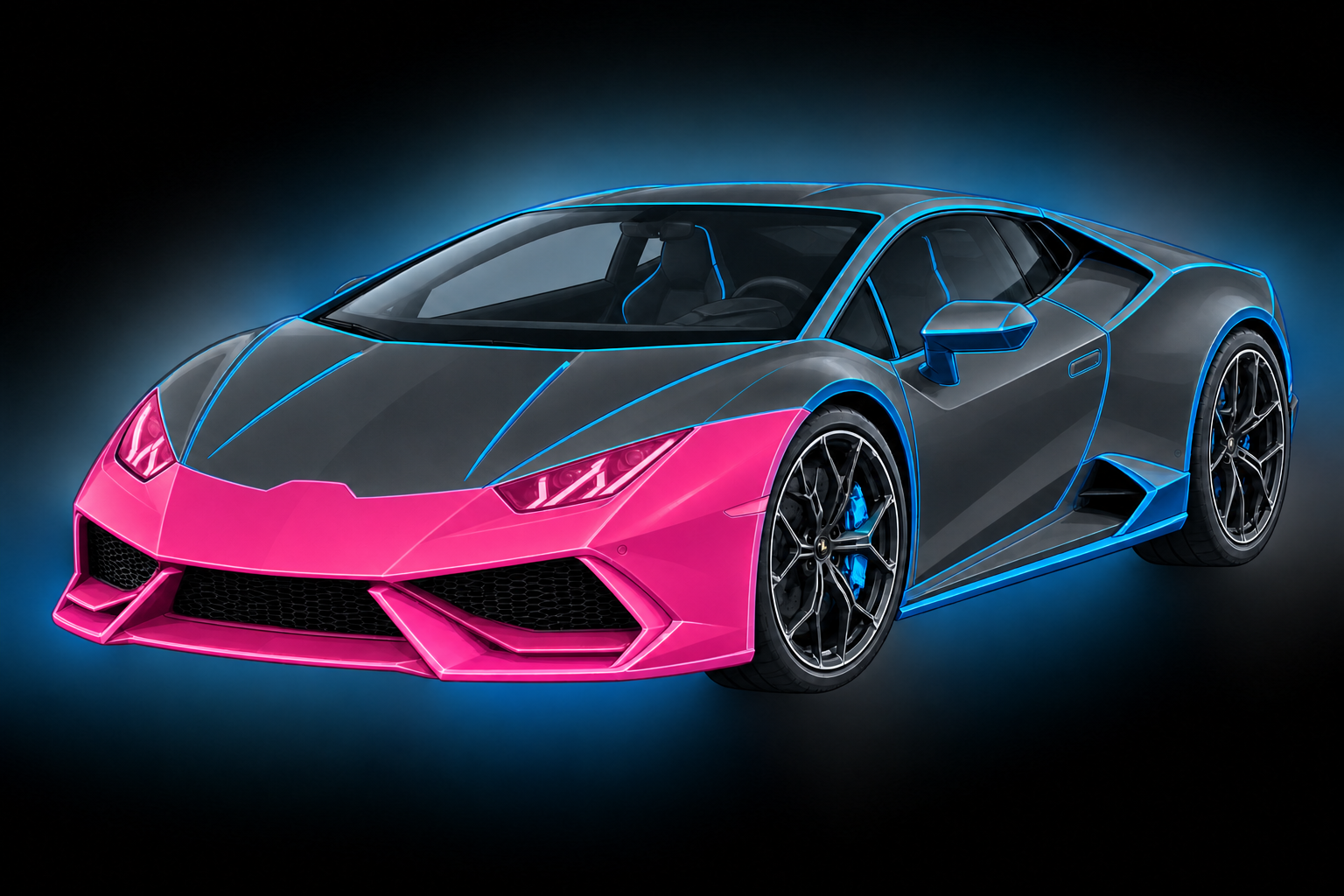 Front Bumper PPF coverage shown in pink on a Huracan-style vehicle