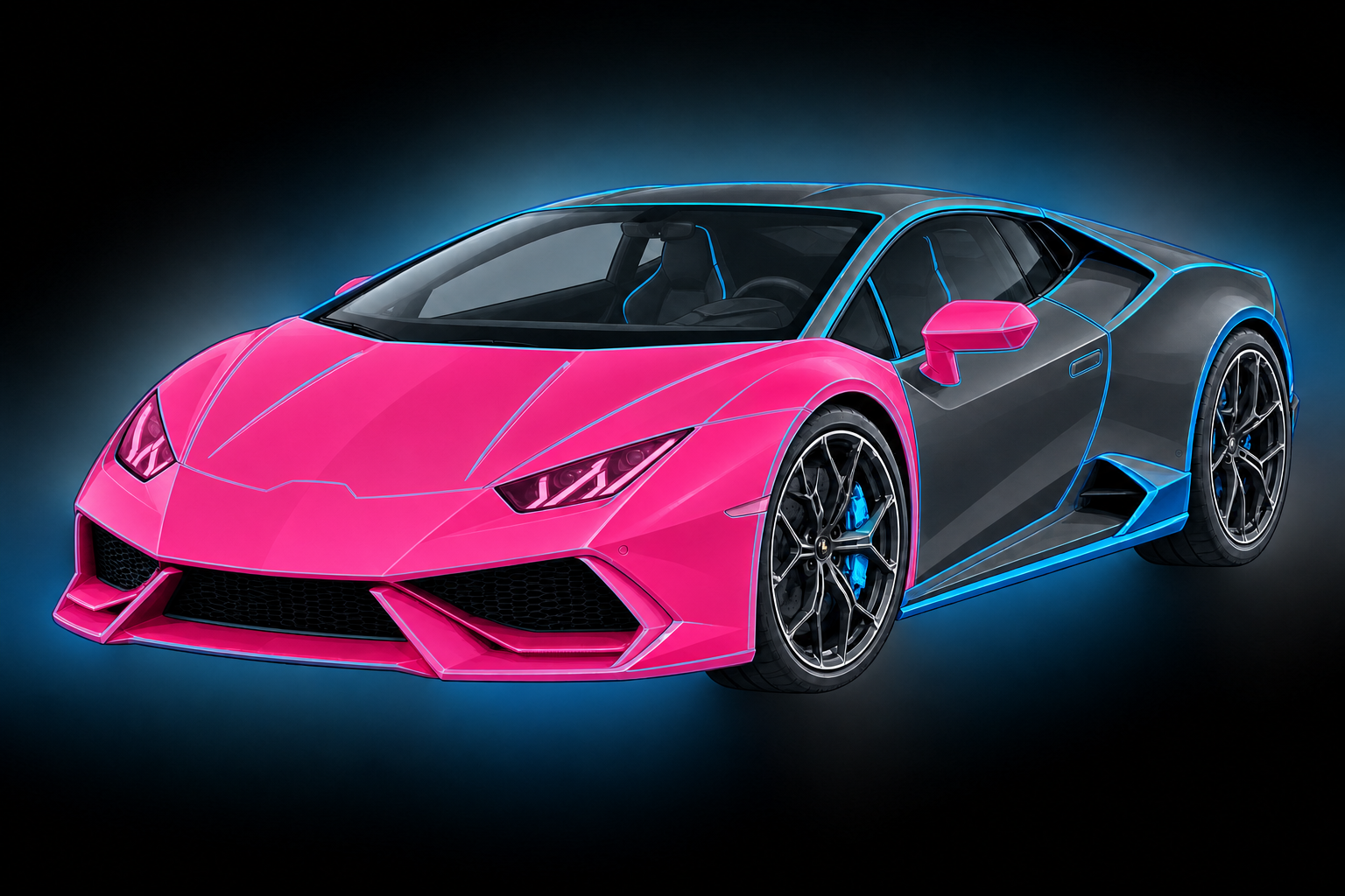 Full Front PPF coverage shown in pink on a Huracan-style vehicle